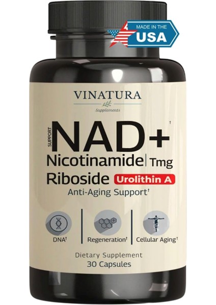 Vınatura Nad Nicotinamide Riboside Resveratrol With Urolithin A And Tmg - Advanced Nad+ For Women Men, Supports Anti-Aging - 30 Vegan Capsul