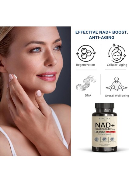 Vınatura Nad Nicotinamide Riboside Resveratrol With Urolithin A And Tmg - Advanced Nad+ For Women Men, Supports Anti-Aging - 30 Vegan Capsul fırsatları