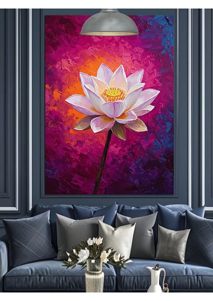 Parlayan Lotus Çiçeği Beyaz Pembe Dekoratif Kanvas - Mdf Ahşap Tablo fiyatları