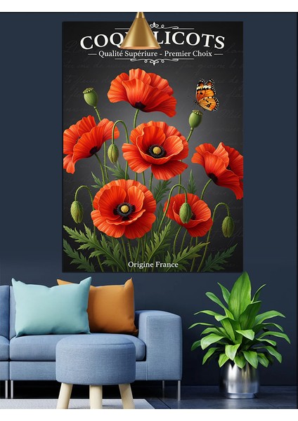 Gelincik Çiçeği Kırmızı Poster Dekoratif Kanvas - Mdf Ahşap Tablo