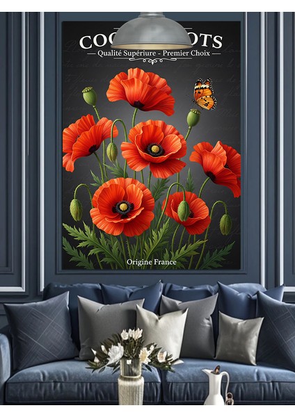 Gelincik Çiçeği Kırmızı Poster Dekoratif Kanvas - Mdf Ahşap Tablo fırsatları