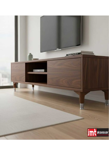 Puma 15 cm Ceviz-Krom (4 Adet) Mobilya Kanepe Tv Ünitesi Kosol Dolap Komidin Ayağı fırsatları