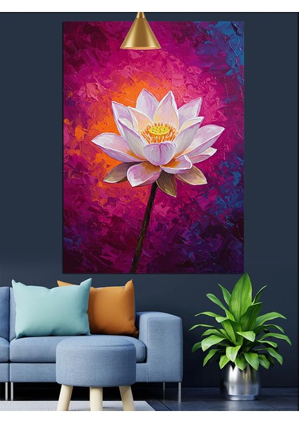 Parlayan Lotus Çiçeği Beyaz Pembe Dekoratif Kanvas - Mdf Ahşap Tablo fırsatları
