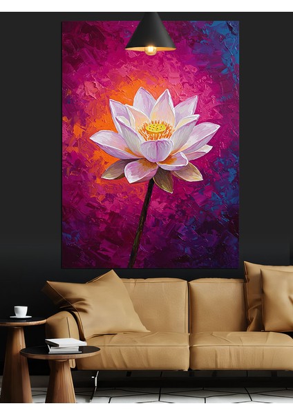 Parlayan Lotus Çiçeği Beyaz Pembe Dekoratif Kanvas - Mdf Ahşap Tablo indirimleri