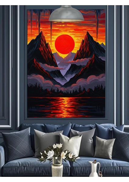 Gün Batımı Dağ Manzarası Dekoratif Kanvas - Mdf Ahşap Tablo fiyatları