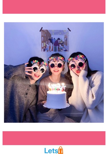 Happy Birthday Yazılı Pembe Fuşya Parti Gözlüğü 12X7CM modelleri