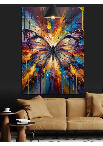 Parlak Renkli Kelebek Soyut Sanat Dekoratif Kanvas - Mdf Ahşap Tablo modelleri