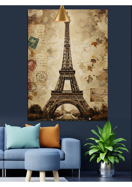 Eyfel Kulesi Şehir Manzarası Dekoratif Kanvas - Mdf Ahşap Tablo