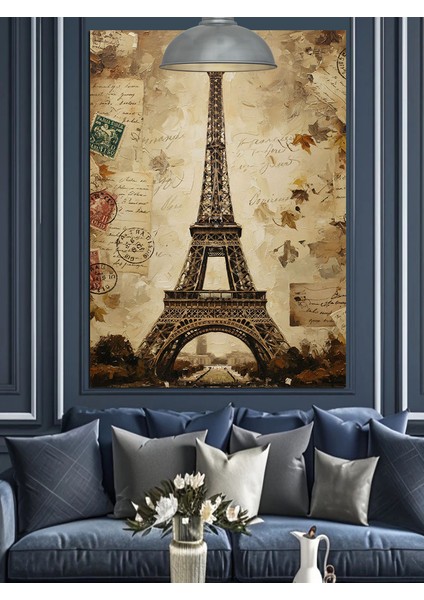 Eyfel Kulesi Şehir Manzarası Dekoratif Kanvas - Mdf Ahşap Tablo fırsatları