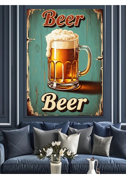 Retro Bira Ilan Afişi Dekoratif Kanvas - Mdf Ahşap Tablo indirimleri