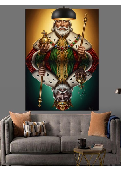 Taç Giymiş Kupa Kralı Dekoratif Kanvas - Mdf Ahşap Tablo fiyatları