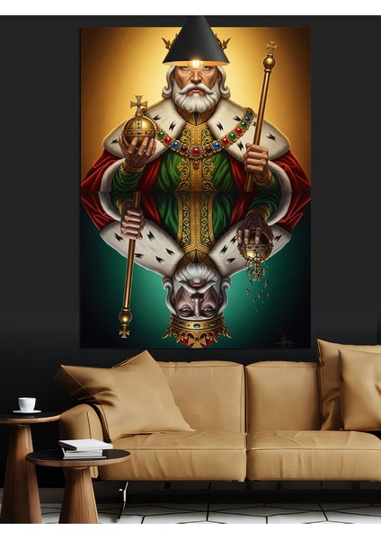 Taç Giymiş Kupa Kralı Dekoratif Kanvas - Mdf Ahşap Tablo fırsatları