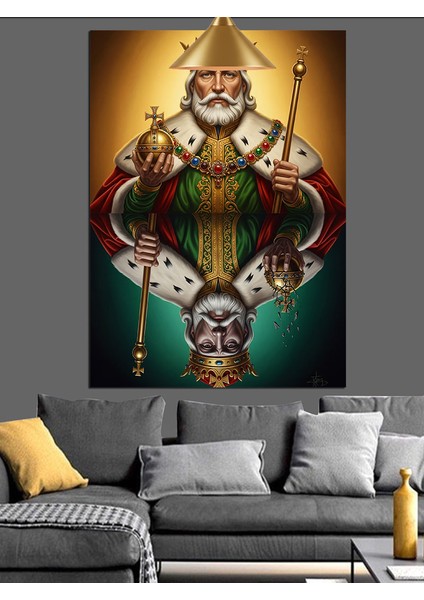 Taç Giymiş Kupa Kralı Dekoratif Kanvas - Mdf Ahşap Tablo indirimleri