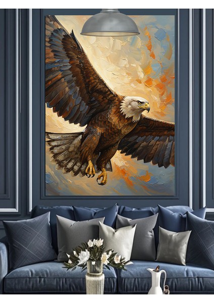 Yırtıcı Kartal Avda Uçuyor Dekoratif Kanvas - Mdf Ahşap Tablo