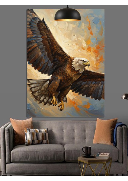 Yırtıcı Kartal Avda Uçuyor Dekoratif Kanvas - Mdf Ahşap Tablo fiyatları
