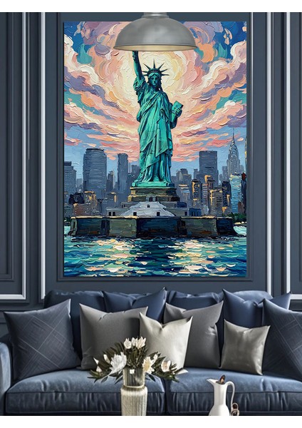 New York Özgürlük Heykeli Dekoratif Kanvas - Mdf Ahşap Tablo