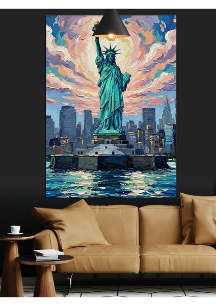 New York Özgürlük Heykeli Dekoratif Kanvas - Mdf Ahşap Tablo fırsatları