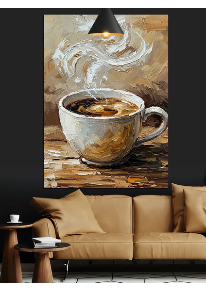 Dumanı Tüten Sıcak Kahve Dekoratif Kanvas - Mdf Ahşap Tablo fiyatları