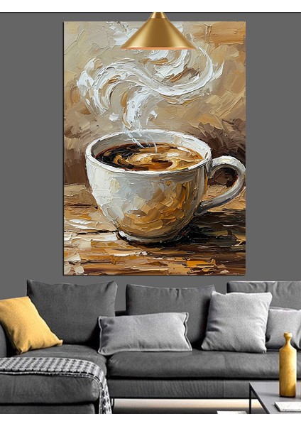Dumanı Tüten Sıcak Kahve Dekoratif Kanvas - Mdf Ahşap Tablo modelleri