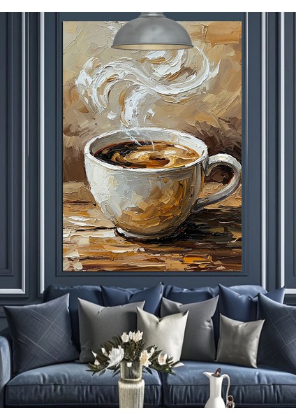Dumanı Tüten Sıcak Kahve Dekoratif Kanvas - Mdf Ahşap Tablo fırsatları