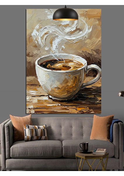 Dumanı Tüten Sıcak Kahve Dekoratif Kanvas - Mdf Ahşap Tablo indirimleri