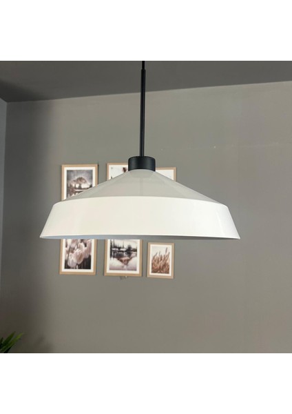 Lema Beyaz Tekli Avize Ince Siyah Başlık Sarkıt Lamba Restoran Cafe Salon Avizeleri