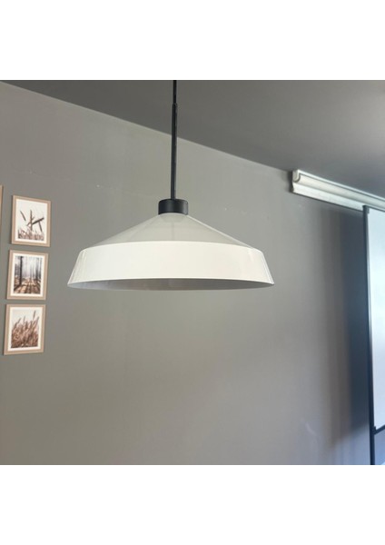 Lema Beyaz Tekli Avize Ince Siyah Başlık Sarkıt Lamba Restoran Cafe Salon Avizeleri modelleri