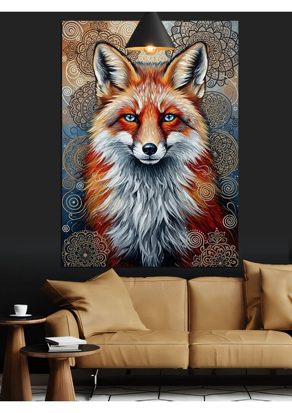 Mavi Gözlü Tilki Portresi Dekoratif Kanvas - Mdf Ahşap Tablo fiyatları