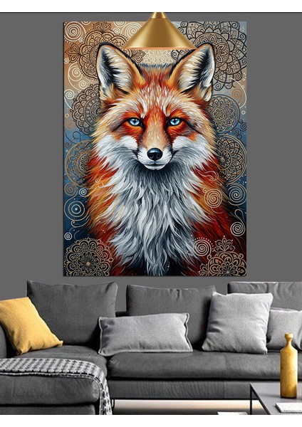 Mavi Gözlü Tilki Portresi Dekoratif Kanvas - Mdf Ahşap Tablo modelleri