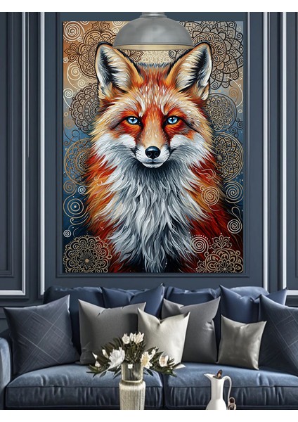 Mavi Gözlü Tilki Portresi Dekoratif Kanvas - Mdf Ahşap Tablo fırsatları