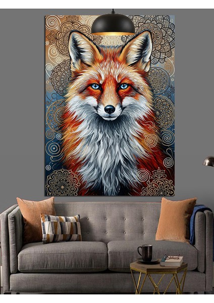 Mavi Gözlü Tilki Portresi Dekoratif Kanvas - Mdf Ahşap Tablo indirimleri