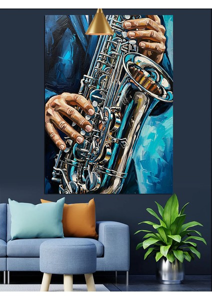 Saksafon Çalan Adam Dekoratif Kanvas - Mdf Ahşap Tablo modelleri