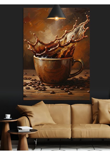 Kahve Çekirdekleri Fincan ve Kahve Dekoratif Kanvas - Mdf Ahşap Tablo fiyatları