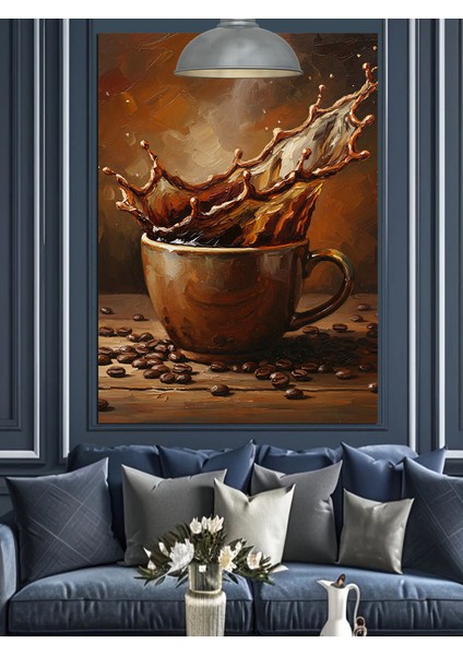 Kahve Çekirdekleri Fincan ve Kahve Dekoratif Kanvas - Mdf Ahşap Tablo fırsatları
