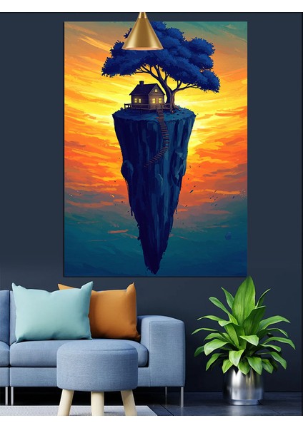 Gökyüzündeki Mavi Yaşam Soyut Sanat Dekoratif Kanvas - Mdf Ahşap Tablo modelleri