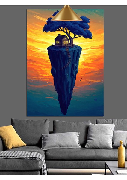 Gökyüzündeki Mavi Yaşam Soyut Sanat Dekoratif Kanvas - Mdf Ahşap Tablo indirimleri