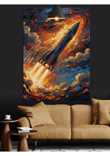 Roket Uzay Fırlatma Manzarası Dekoratif Kanvas - Mdf Ahşap Tablo fiyatları