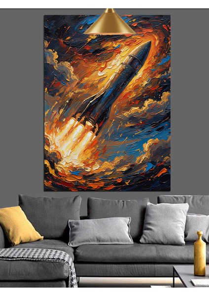 Roket Uzay Fırlatma Manzarası Dekoratif Kanvas - Mdf Ahşap Tablo modelleri