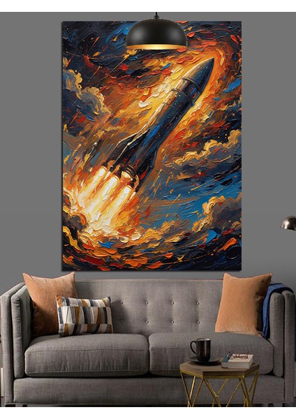 Roket Uzay Fırlatma Manzarası Dekoratif Kanvas - Mdf Ahşap Tablo indirimleri