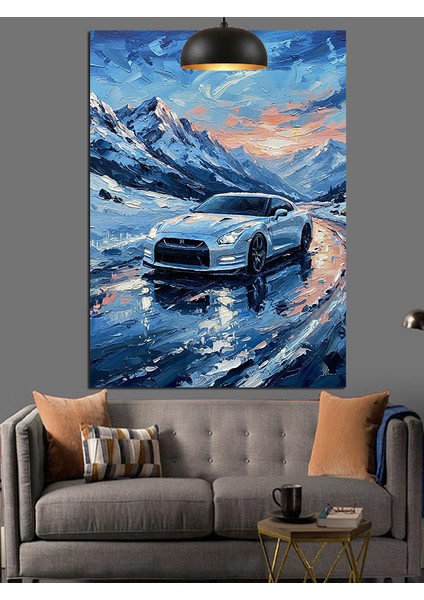 Dağ Yolunda Beyaz Araba Dekoratif Kanvas - Mdf Ahşap Tablo indirimleri
