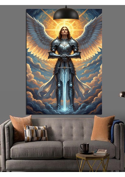 Melek Kanatlı Kılıçlı Şövalye Figürü Dekoratif Kanvas - Mdf Ahşap Tablo modelleri