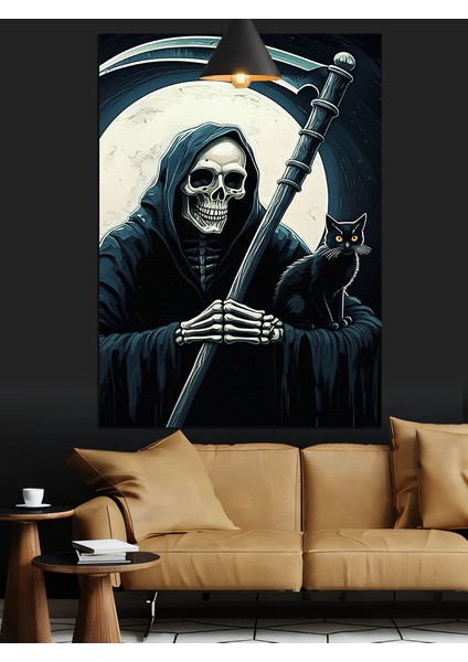 Orak Tutan Azrail Figürü Dekoratif Kanvas - Mdf Ahşap Tablo fiyatları