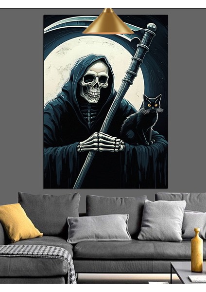 Orak Tutan Azrail Figürü Dekoratif Kanvas - Mdf Ahşap Tablo modelleri