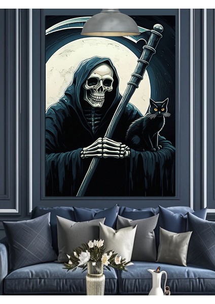 Orak Tutan Azrail Figürü Dekoratif Kanvas - Mdf Ahşap Tablo fırsatları