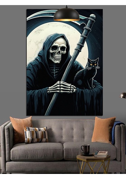 Orak Tutan Azrail Figürü Dekoratif Kanvas - Mdf Ahşap Tablo indirimleri