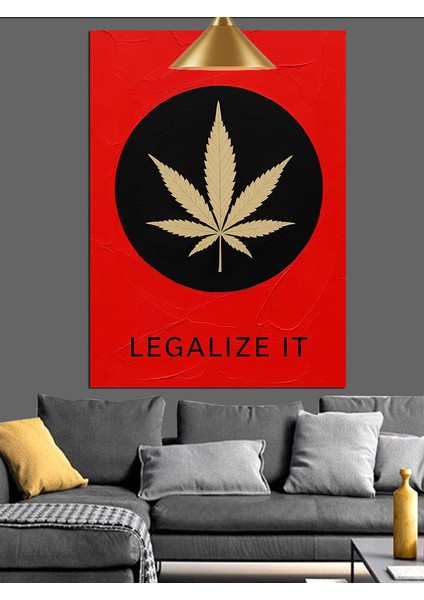 Kenevir Yaprağı Kırmızı Siyah Dekoratif Kanvas - Mdf Ahşap Tablo fiyatları