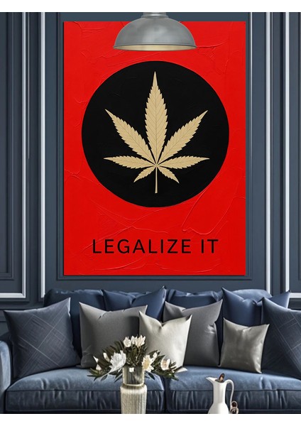 Kenevir Yaprağı Kırmızı Siyah Dekoratif Kanvas - Mdf Ahşap Tablo modelleri