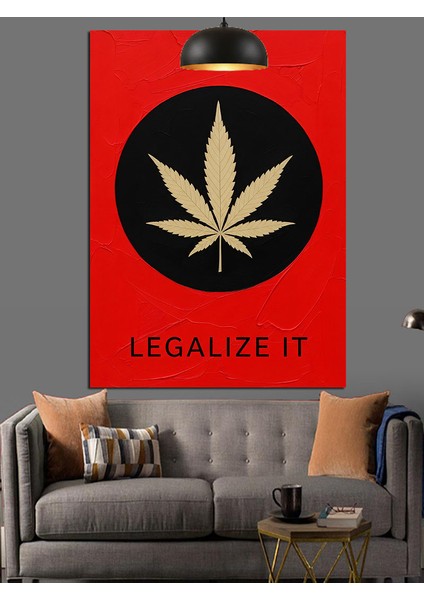 Kenevir Yaprağı Kırmızı Siyah Dekoratif Kanvas - Mdf Ahşap Tablo fırsatları