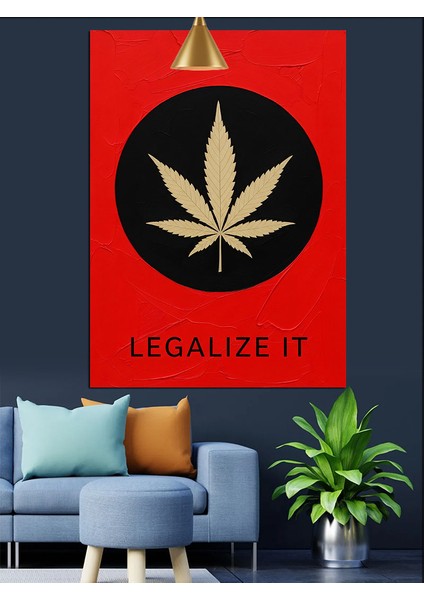 Kenevir Yaprağı Kırmızı Siyah Dekoratif Kanvas - Mdf Ahşap Tablo indirimleri