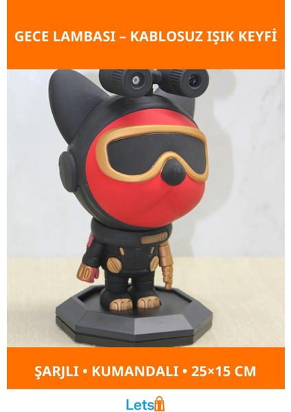 Astronot Tasarımlı Şarjlı Projektör Gece Lambası Kumandalı 25X15 cm